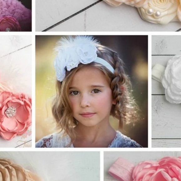 New ~ Think Pink Bows Couture Alexa Headband White for ages 4yrs & up - Picture 1 of 6